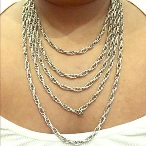Silver link Five Layer Necklace